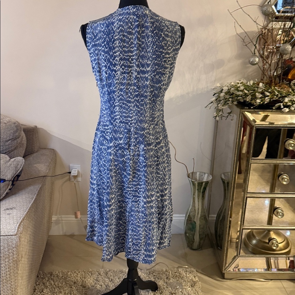 Derek Lam Blue and White Midi silk Dress 10 - Picture 4 of 7